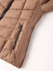 Chaqueta casual de mujer con bolsillos con cremallera, otoño/invierno - Marrón - Ver 7