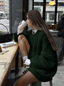 Autumn/Winter New Women's Holiday Casual Loose Street Elegant Twist Knit Long Sleeve Crew Neck Sweater, Casual Women, Modest Women Tops, For Women, Tops, Elegant Women Tops, Streetwear Women, Teacher, Winter, Thanksgiving, Fall Women, Back To School, Party Women, Y2K Women, Tops For Going Out, Concert Women, Winter Women, Country