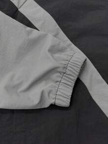 男士拼接撞色反光条纹装饰立领夹克，美式风格个性化运动户外摩托车街头轻便夹克 - 黑色 - 查看 5