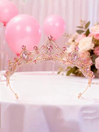 1 st europeisk och amerikansk stil brudprinsessa 3D-krona pannband, elegant strass håraccessoar, coronas, tiara, huvudbonad, kostymkrona, brudtärnegåvor, bröllopsartiklar, festlooker