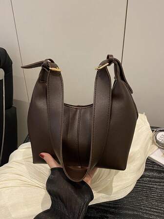 1pc Niche Design Soft PU Solid Color Fashion Minimalist Versatile Shoulder Bag, Mini Underarm Bag Handbag For Women