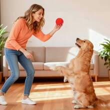 Pelota Inteligente para Perros medianos/Grandes Que muerden. Movimiento autónomo, vibración, Material E-TPU Resistente e IP54 anticonsumo de aburrimiento. (Rojo) - Rosa - Ver 7