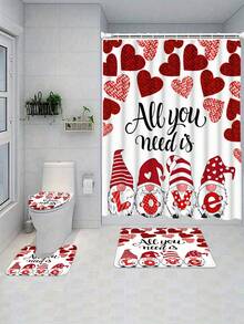 1/4pcs Dwarf, Heart, Rose Pattern Shower Curtain With Hooks, High Definition Digital Printing Polyester Fabric, Bathroom Divider Curtain For Wall And Bathtub, Washable Bathroom Decor Shower Curtain, Suitable For All Seasons - Multicolor - View 20