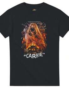 Carrie Movie T-Shirt Stephen King Unisex Vintage Thriller Cult Clic Graphic Movie T-Shirts - 黑色 - 查看 1