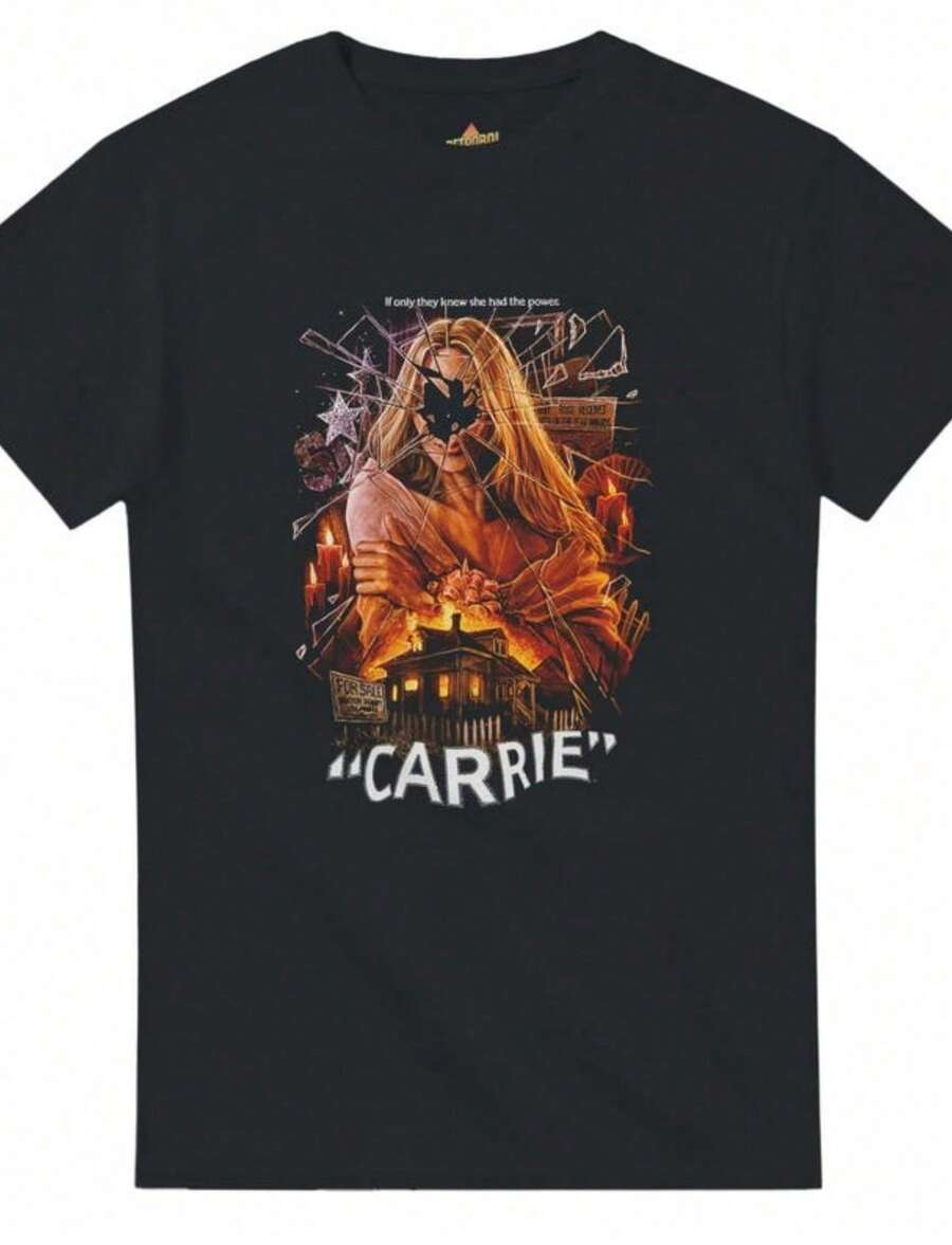 Carrie Movie T-Shirt Stephen King Unisex Vintage Thriller Cult Clic Graphic Movie T-Shirts - 黑色 - 查看 1