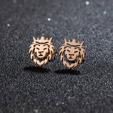 一对镂空皇冠狮子动物造型不锈钢耳钉，朋克风耳钉，适合日常佩戴，也可作为派对和婚礼珠宝礼物。 - GED478 - 查看 12