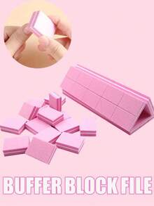 100pcs Nail Buffing Blocks, 100/180 Grit Mini Nail Buffers Sponge Double Sided Nail Files, Nail Care Tools For Acrylic Nails - Pink - View 12