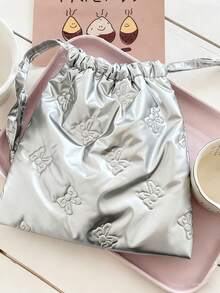 1个迷你蝴蝶结印花迷你化妆包，旅行小巧女士口红收纳袋，拉链设计，甜美风格，可装化妆品、口红、珠宝、纸巾、卫生巾等，带吊坠，化妆包，旅行必备 - 彩色 - 查看 10