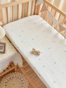 1pc Quilted Embroidered Cherry Baby Crib Mattress Cover, Soft & Breathable Crib Skirt, Suitable For All Year Round, Minimalist Elegant Design, (39.37*23.62)Inch, (47.24*23.62)Inch, (51.96*28.34)Inch - Multicolor - View 17