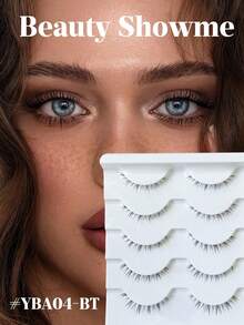 Beauty Showme 5 أزواج من إطالة رموش السفلية بطراز كرتوني، طقم رموش علوية وسفلية، رموش سفلية ذات شكل حرف J مجعدة، من شعر الماعز الآسيوي، خفيفة الوزن وناعمة، رموش سفلية بطراز كرتوني طبيعي، رموش سفلية رقيقة، مصنوعة من مادة شعر الماعز، شريط رموش شفاف، مناسبة لخط الرموش السفلية - نمط الريشة - مشاهدة 7