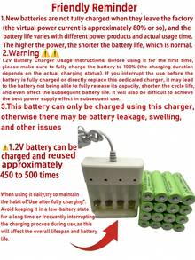 1.2V-2000mAh AAA 和 AA 高容量可充电电池，带短路保护的 USB 专用充电器（该充电器仅适用于为这些电池充电） - 彩色 - 查看 5