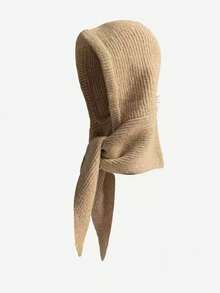 1pc Women's Solid Color Triangular Hooded Scarf Cowl Neck Warmer, Cute & Street Style, Versatile, Knitted Hat For Autumn/Winter, Suitable For Indoor And Outdoor Commute Outfits