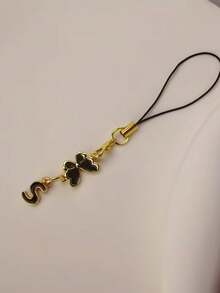 黑色蝴蝶字母手机挂饰，1个，装饰品，适合节日、情侣、家庭礼物、浪漫礼物、手机装饰，设计优雅，时尚配饰，细节精致，纪念品，礼品，家居礼物，兼容安卓和大多数智能手机，送给母亲、家人、朋友、孩子的礼物，生日礼物，节日手机链 - 黑色 - 查看 18