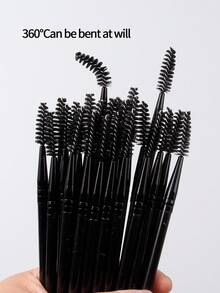6pcs/10pcs/25pcs Black Long Handle Spiral Curling Eyelash Comb, Reusable Plastic Handle Thick Eyelash Extension Brush, Multifunctional Eyebrow Makeup Brush Tool - Black - View 5