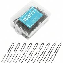 U Shaped Hair Bobby Pins Black Metal Curved Curly Waved Bun Clips Bobby Pins For Buns Women Girls Grips Hairstyle Salon Accessories Updo 100 Count 2.4 In Black Holiday  Fashion - Black - View 2