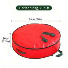 Round Christmas Wreath Storage Bag With Portable Handle, Dust-Proof Storage Box, Suitable For Christmas Wreaths And Decorative Ribbons, Can Be Placed In Closet, Garage, Basement, Ideal Storage Solution For Christmas, Wedding, Birthday, Camping Party Decorations And Gift Wrapping Paper - Red - View 11