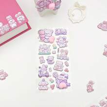 1件/套 柔软Q弹3D植绒贴纸：兔子拥抱爱心，小熊躺在月亮上，每一款都是可爱又治愈的小物件，仿佛在释放粉色泡泡，是为你的日程本增添少女气息的理想礼物。 - 彩色 - 查看 9