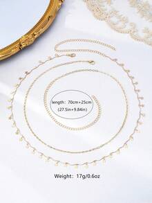 2件套金色星星腰链吊坠，前卫时尚个性经典性感优雅饰品，适合节日和派对佩戴 - 金黃色 - 查看 7