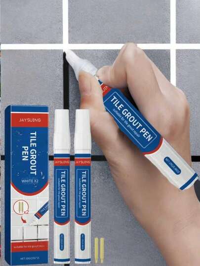 1 pieza/2 piezas/3 piezas Bolígrafo para lechada - Bolígrafo marcador de lechada blanca para azulejos: Pintura y sellador impermeable para lechada de azulejos, para limpiar pisos y blanquear, sin necesidad de blanqueador - Con 2 puntas de repuesto - Blanco - Apto para azulejos, tableros de madera, fregaderos, baños