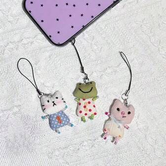 1pc New Short Phone Lanyard Bag Charm Phone Decoration, Mobile Holder, Keychain Charm, Fashionable Strap, Cute Charm, Soft Strap, Phone Clip, Hanging Accessory, Smartphone Users, Students Accessory