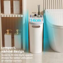 Compact White Plastic Trash Can With Built-In Handle, Rust-Resistant, Space-Saving Design, Odor-Proof Lid - Perfect For Bathroom, Laundry Room And Home Office, Home Office Waste Disposal | Polished Finish | Odor-Proof Lid - Thickened and Durable - View 4