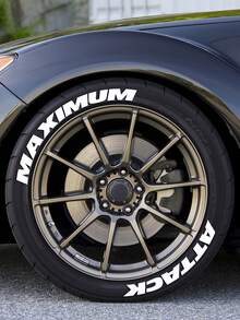 1PC "MAXIMUM ATTACK" Tire Letter Sticker For One Wheel– Single Wheel Sticker For Car & Motorcycle, White/Red/Yellow Options, Bold Racing Vinyl Lettering For 14–22 Inch Tires, Waterproof PVC Rim Graphics For Drift / JDM / Street Style Mods - one-size - View 6