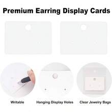- tarjetas de exhibicin de arete, 2x 1.4 pulgadas, con bolsas, paquete de exhibicin de joyas para vender, colgar, manualidades - Blanco - Ver 4