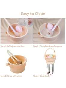 1PC Makeup Brush Storage Box Makeup Pen Cleaning Bowl Silicone Powder Pouch Storage Rack Cleaning And Drying One Piece Artifact Mother's Day Gift - Multicolor - View 12