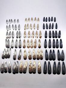 10/30/100pcs Women All-Match Simple Casual Hair Clips, Head Accessories, Hair Accessories For Women - Black - View 6