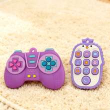 2pcs Silicone Cartoon Game Controller & Penguin TV Remote Teether Toys, Silicone Educational Chew Toys, Entertaining Teething Toys For Babies 6-24 Months, Perfect Sensory Chewing Toys, Great Gift For Babies, Suitable For Indoor And Outdoor - Multicolor - View 4