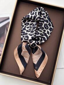 Twill Leopard Print Khaki Trim