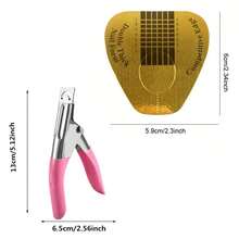 20pcs Gold Nail Stickers + 1pc Professional Pink Nail Clipper, DIY Nail Extension Sticker Guide - Nail Extension Tools - Multicolor - View 9