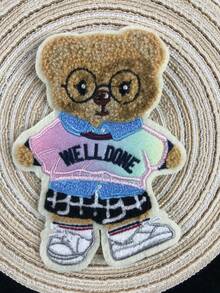 Parche bordado de oso marrón de dibujos animados, diseño único para ropa y accesorios DIY, vaqueros, vestidos, adorable aplicación bordada de dibujos animados - Multicolor - Ver 24