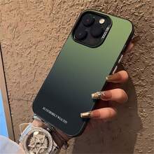 Dual Design Case Green Ombre with Be Extremely Wealthy Slogan & Blue Beige Bare Tree Art Shockproof Cover for 15/14/13 Pro Max Stylish Protective Shell with Two Trendy Styles funda dual degradado verde con frase Be Extremely Wealthy y arte de árbol minimalista carcasa anticaídas para iPhone 15 14 13 Pro Max regalo motivacional Christmas navidad - Negro - Ver 9