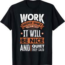 1 Piece Night Shift Worker Graphic T-Shirt - Night Shift Work - Quiet And Comfortable - Black Crew Neck T-Shirt With Orange Text - Soft And Breathable Top, Suitable For Night Shift Workers, Nurses, Freelancers - Machine Washable Casual Wear, Can Be Worn At The Gym And Cycling - Ideal Gift, Humorous Workplace Clothing, Comfortable Material, Funny Workwear - 黑色 - 查看 6