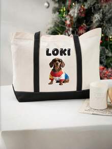 Customized Dog Mom Tote Bag - Personalized With Pet Portrait And Name Canvas Bag, Customized Dog Mom Tote Bag, Customized Dog Tote Bag, Pet Portrait Bag, Personalized Pet Gift, Dog Lover Gift, Pet Owner Tote Bag, Animal Lover Tote Bag, Customized Canvas Bag, Gift For Dog Mom, Gift For Pet Dad, Personalized Pet Name Tote Bag - Multicolor - View 3