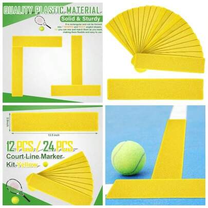 Court Line Marker Kit Yellow Boundary Markers Lines Set Tennis Basketball Volleyball Badminton Pickleball Net Court Outdoor Or Indoor Training