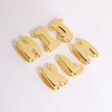 1 pieza Colgante de letra del alfabeto A-Z, Cuentas con agujero grande con inicial, Accesorio de joyería chapado en oro de 18K - Dorado - Ver 5