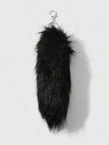 ROMWE Grunge Punk 1pc Y2K Stylish Gothic Fluffy Faux Tail Keychain, Dark Aesthetic Accessory, Suitable Women, Daily Wear Or Holiday, Halloween - màu đen - Xem 1
