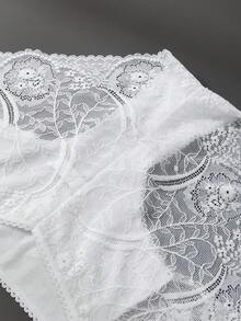 5条装加大码女士白色蕾丝内裤 - 性感舒适内衣 - 白色 - 查看 6