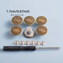 10pcs Adjustable Detachable Seamless Bronze Jeans Buttons - Durable And Easy To Use, Suitable For Denim Clothing, Pants And Accessories | Adjustable Buttons | Long-Lasting - Bronze - View 4