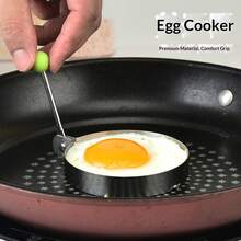 5pcs Metal Egg Mold Set With Heart, Star, Circle, Plum Blossom & Mouse Shapes, Silver - Foldable PP Handle, Rapid Heat Transfer For Cute Kids Breakfast - Silver - View 7