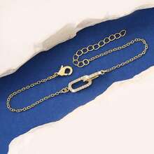 1pc Copper Alloy Inlaid Zirconia Pendant Necklace, Elegant Gold Necklace/Ring, Cute Minimalist Paperclip Necklace, Suitable Gift For Girls