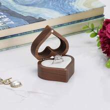 LETURE Wood Ring Display Box With Transparent Cover Single Slot 2 Slot, Heart Shaped Person.Alized Wooden Jewelry Box For Proposal Engagement Wedding Ceremony Anniversary (White - 1 Slot),White-1Slot - 白色-1槽 - 查看 5