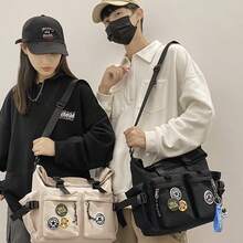 Fashionable Building Simple Crossbody Bag With Multiple Bag Openings And Buckle Straps, Large Capacity Suitable For Commuting To And From School, College Tourism(Randomly Send Out Astronaut Keychains, So The Ones Received May Or May Not Have Them.) - 黑色 - 查看 5