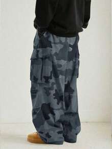Men's Casual Fashionable Cargo Pants, Outdoor Camouflage Cargo Pants, Spring/Autumn - Grey - View 3