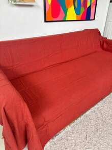 Set Of 2 Extra Large King Size Sofa Throws, Size 3 Meters X 1.80 Meters, Decorative For A Luxurious Home, 100% Cotton Reinforced Protective Cover - 紅陶 - 查看 2