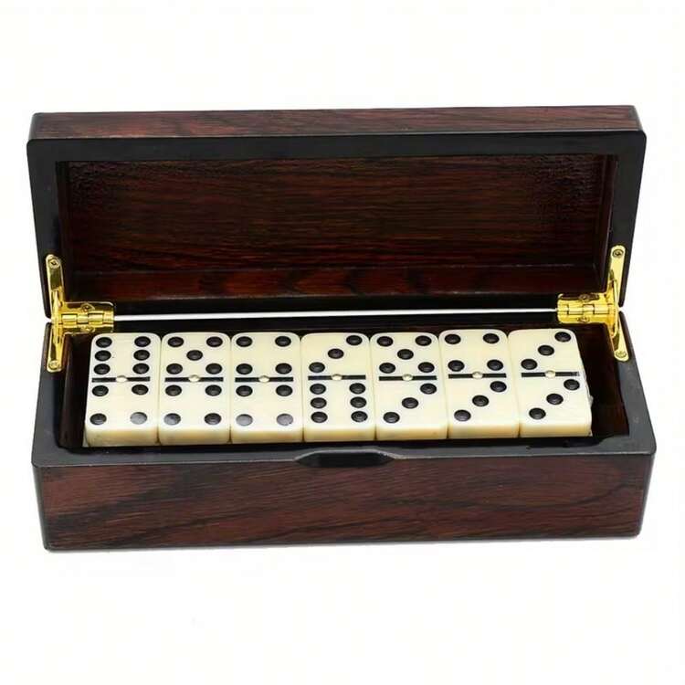 28pcs Double Six Dominoes Set - Classic Board Game With Wooden Box, Portable For Tabletop Entertainment, Travel, Adult Domino Tile Game, 2-4 Players, Strategy Board Game, Elegant Storage Box, Durable Traditional Black Dot Dominoes, Suitable For Family Game Night And Tournaments, Interactive Game, Gathering - Multicolor - View 8