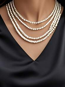 女士奢华缎面V领短袖修身黑色上衣（夏季款） - 黑色 - 查看 4