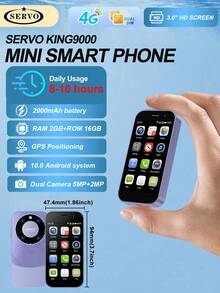 SERVO KING 9000 3.0英寸高清显示屏小型智能手机，安卓10.0系统，2000mAh电池，支持4G LTE网络，具备人脸识别功能，迷你手机 - 黑色 - 查看 15